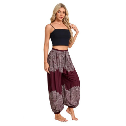 Boho Yoga Pants Women Hippie Harem Printed Dyeing High Waisted Wear Pantalone De Mujer Cintura Alta Calca Feminina Beach
