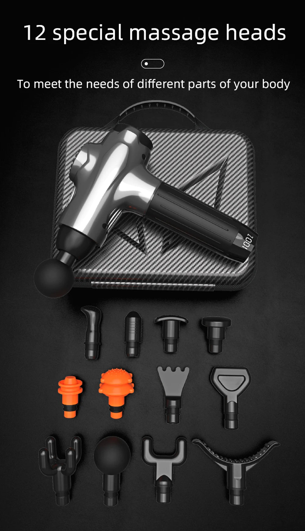 Professional Massage Guns12 Heads Smart Massage Gun For Body Neck Back Electric Handheld Fascia Gun Muscle Relaxation Massager