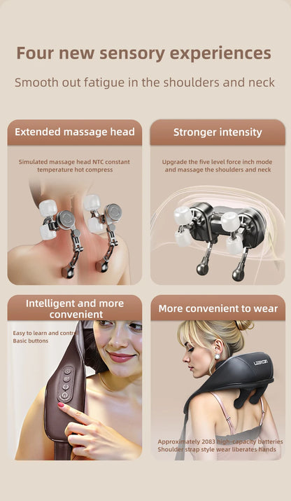 4D Shiatsu Neck and Shoulder Massager With Heat Electric Back Massagers Kneading Massage Pillow Full Body Muscle Dropshipping Home Car Use,Best Gift