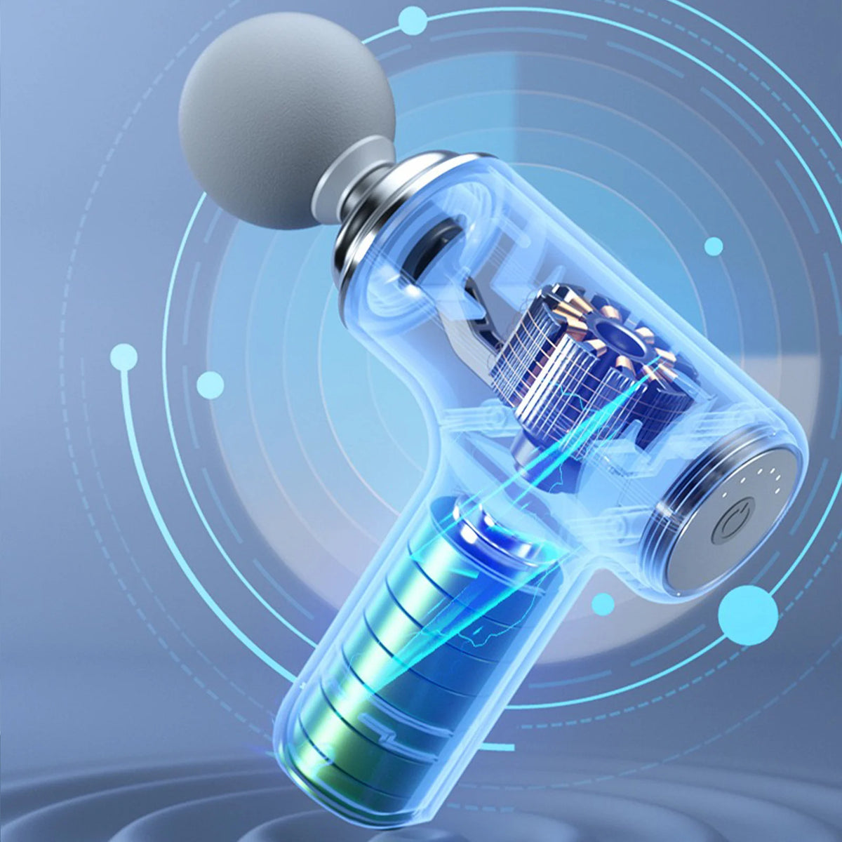 A Portable Electric Fascia Massage Gun, 4 Replaceable Massage Heads, 6-Speed Mode Adjustment, Deep Tissue Impact Muscles, Reliev