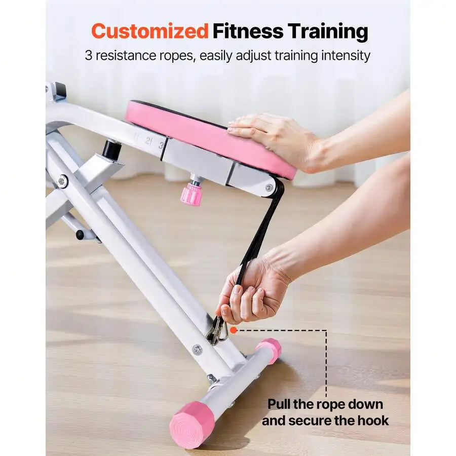 Squat Machine, Deep Squat Rowing Machine For Home, Easy Setup & Foldable Exercise Equipment, Glute Trainer Machine With 3 High-Strength Resistance Bands, Glutes & Leg Home Workout Machine, White