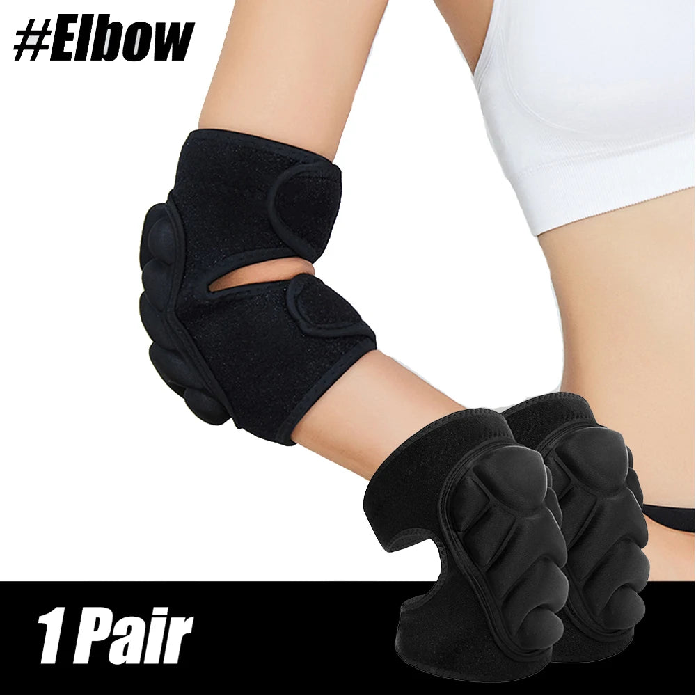 1Pair Elbow Knee Pads Brace Support for Gardening,Cleaning,Volleyball,Anti Slip Collision Avoidance Kneepads with Thick EVA Foam