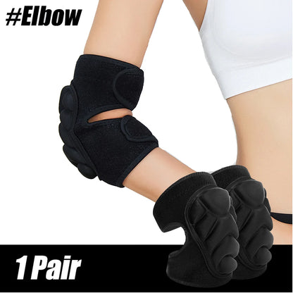 1Pair Elbow Knee Pads Brace Support for Gardening,Cleaning,Volleyball,Anti Slip Collision Avoidance Kneepads with Thick EVA Foam