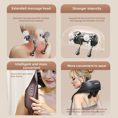 4D Shiatsu Neck and Shoulder Massager With Heat Electric Back Massagers Kneading Massage Pillow Full Body Muscle Dropshipping Home Car Use,Best Gift