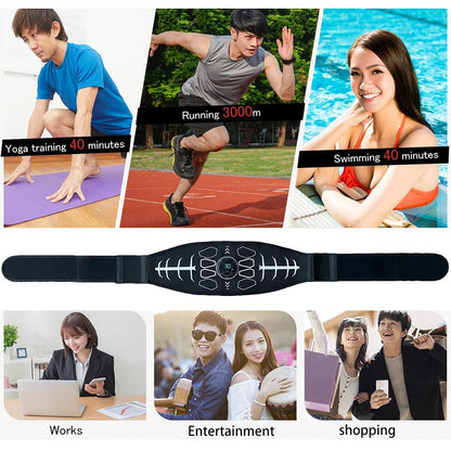 Abdominal Toning Belt Smart Abs Muscle Toner Body Arm Massage Fitness Belt USB Recharge Home Gym Office Workout Equipment Unisex