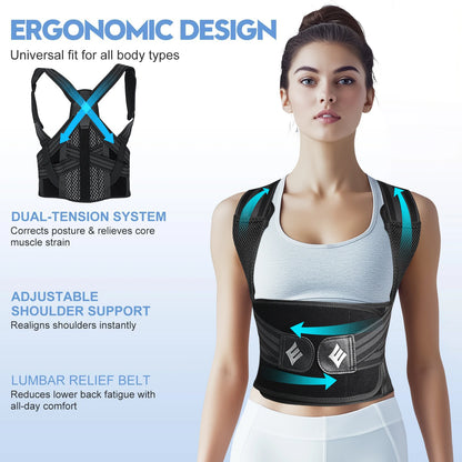 Posture Corrector Back Brace Adjustable Back Support for Women and Men Shoulder Straightener Neck Upper Lower Back Pain Relief