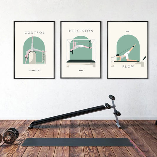 Yoga Asana Line Art Prints Pilates Teaching Posters Modern Minimalist Yoga Poses Canvas Painting Pilates Studio Wall Decor