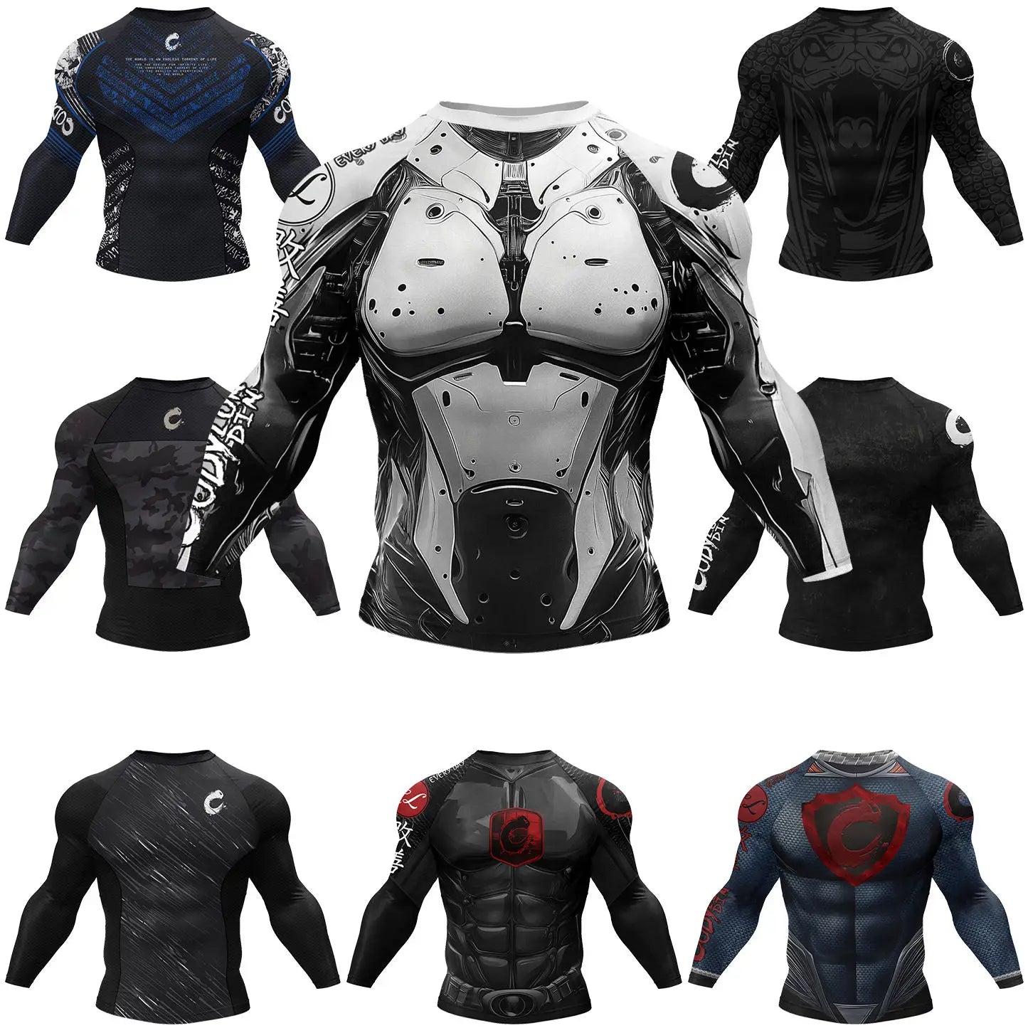 Bjj Rash Guards Mens Jiu Jitsu MMA T-shirt Rashguard No Gi Long Sleeve Men Boxing Running Training T-shirts Strech Sport Tees