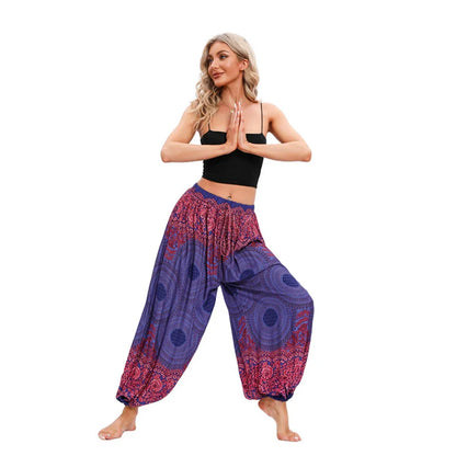 Boho Yoga Pants Women Hippie Harem Printed Dyeing High Waisted Wear Pantalone De Mujer Cintura Alta Calca Feminina Beach