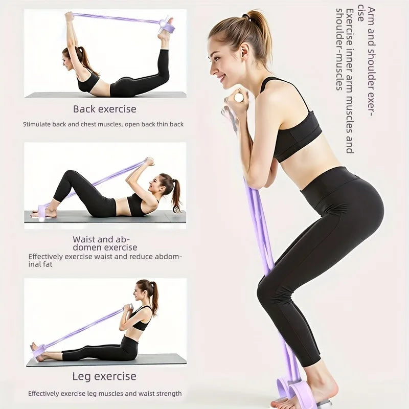 4-Tube Pedal Resistance Band Multifunction Tension Rope Elastic Yoga Puller Home Gym Body Stretching Trainer Workout Equipment