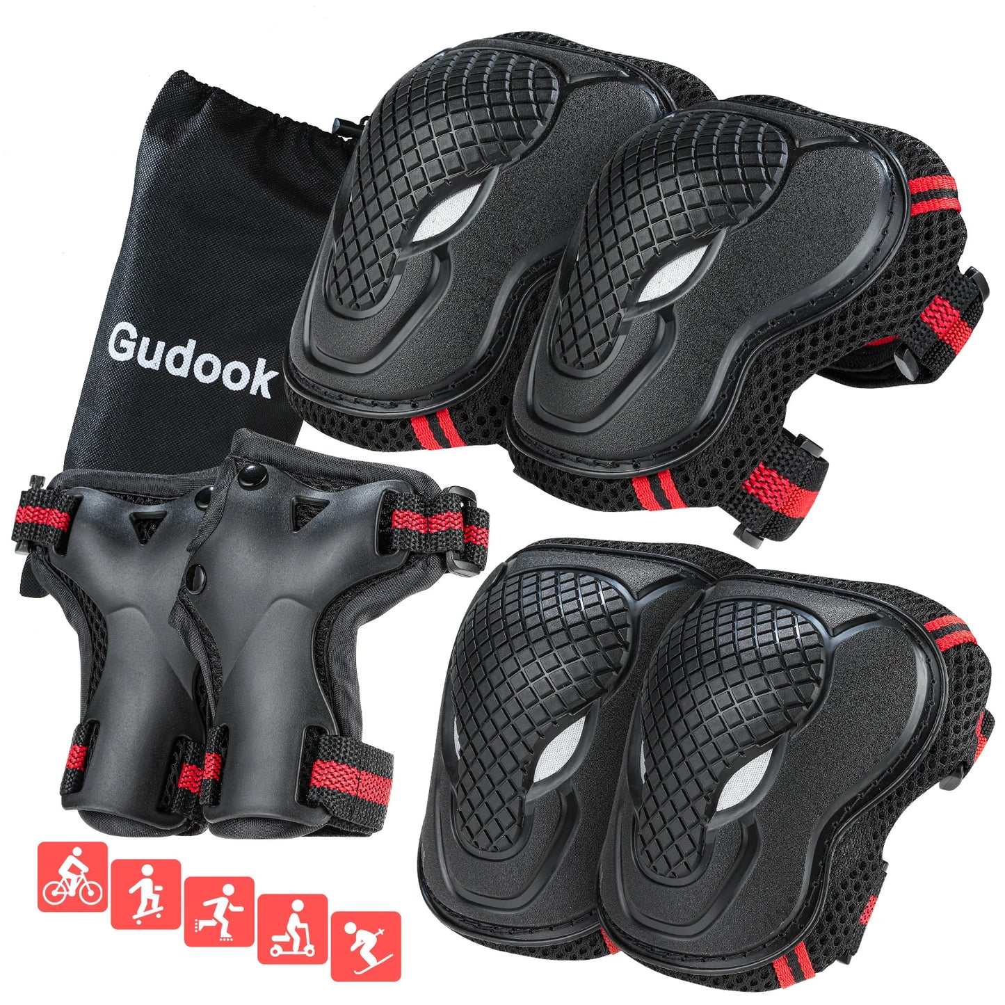 Youth & Kids Knee Pads Elbow Pads with Wrist Guards Protective Set for Biking, Cycling, Inline Roller Skating and Multi-Sports