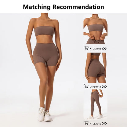 Summer Two Piece Fitness Sports Set Women Workout Yoga Outfit Strapless Bra Woman 2Ps Gym Crop Top Deportivos Mujer Gym Suits