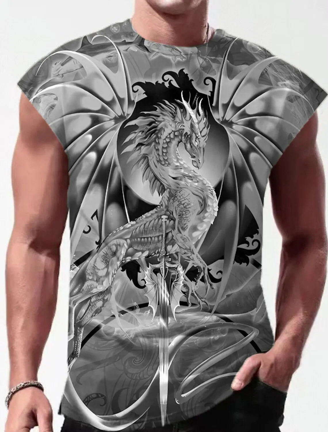 Outdoor Sacred Beast Phoenix Print Sports Quick Dry Sleeveless Breathable Vest Men's Clothing Fashion Four Seasons Y2K Fnaf Gym