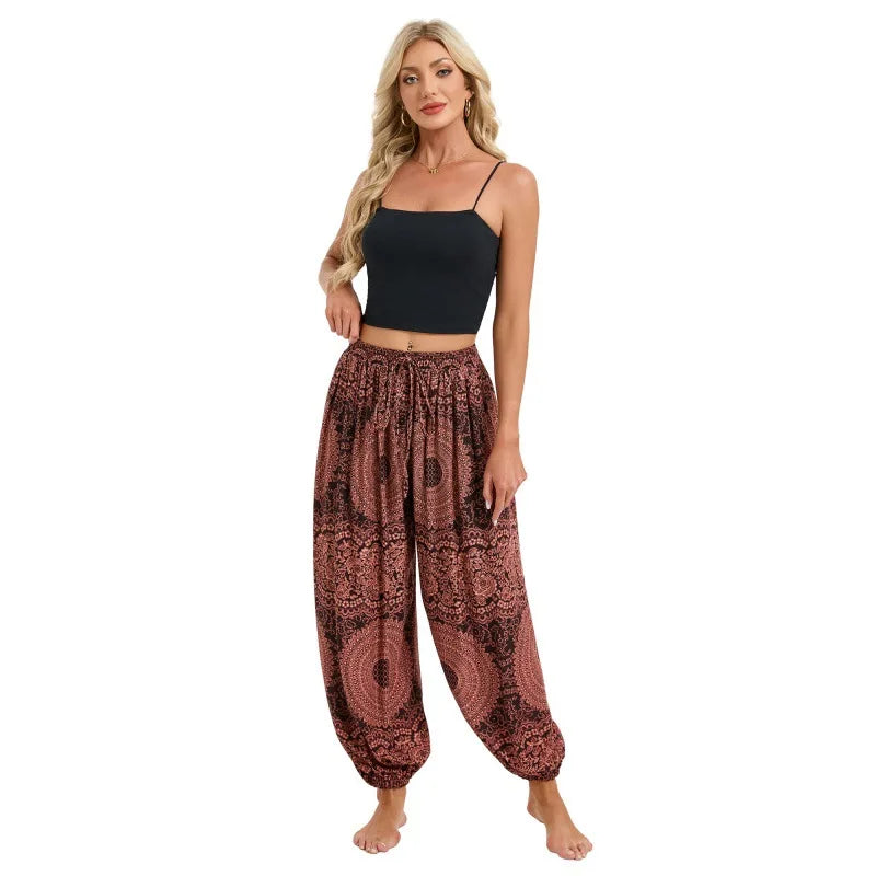 Boho Yoga Pants Women Hippie Harem Printed Dyeing High Waisted Wear Pantalone De Mujer Cintura Alta Calca Feminina Beach