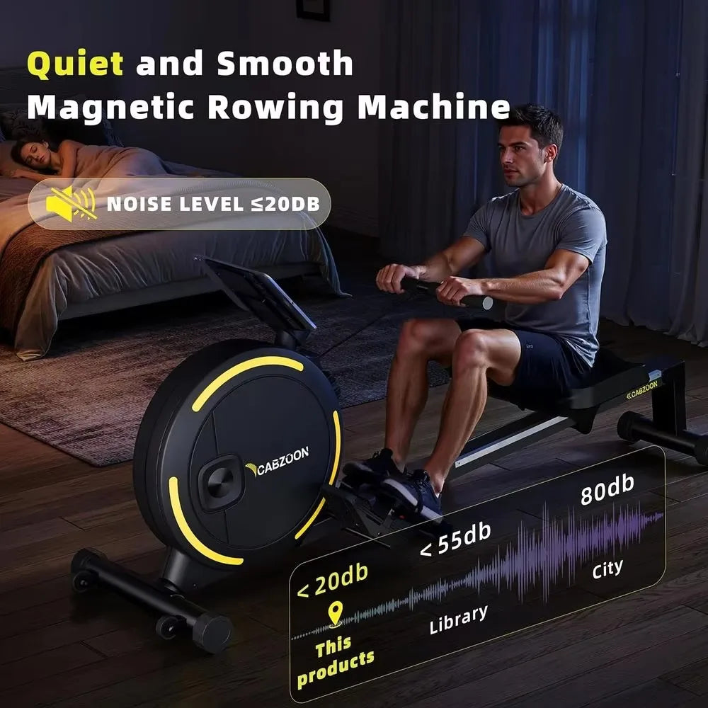 Silent Magnetic Rowing Machine 265LB Capacity 16 Resistance Levels Tablet Holder Home Gym Cardio Full Body Workout Equipment
