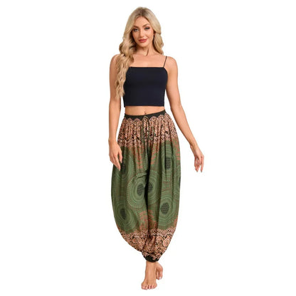Boho Yoga Pants Women Hippie Harem Printed Dyeing High Waisted Wear Pantalone De Mujer Cintura Alta Calca Feminina Beach