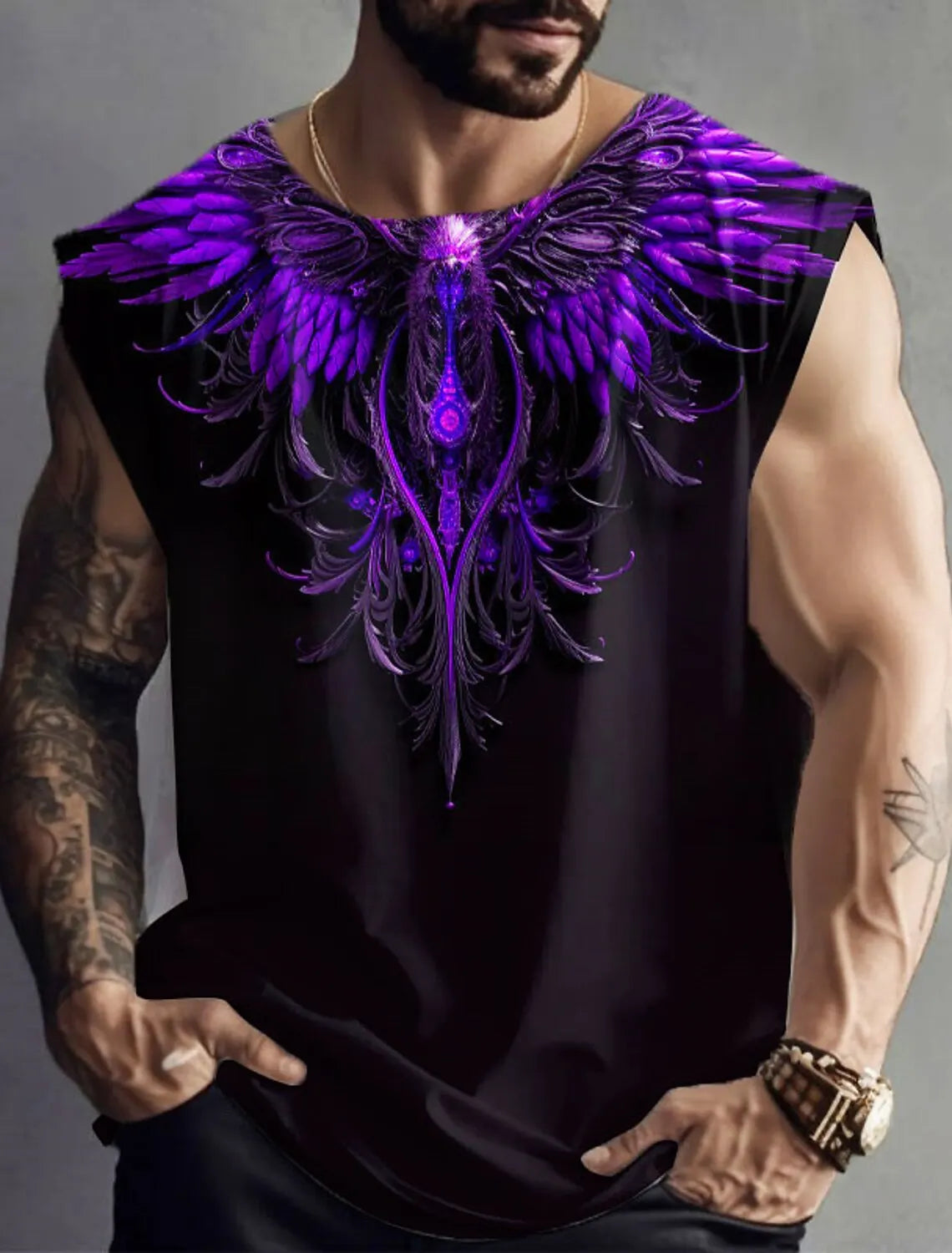 Outdoor Sacred Beast Phoenix Print Sports Quick Dry Sleeveless Breathable Vest Men's Clothing Fashion Four Seasons Y2K Fnaf Gym
