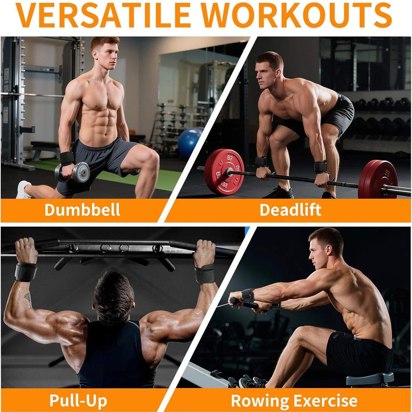1 Pair Lifting Hooks & Padded Wrist Straps, Deadlift Grips for Weight Lifting, Pull-ups, Shrugs and Powerlifting
