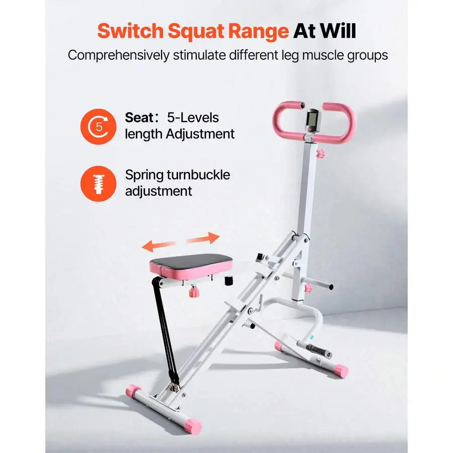 Squat Machine, Deep Squat Rowing Machine For Home, Easy Setup & Foldable Exercise Equipment, Glute Trainer Machine With 3 High-Strength Resistance Bands, Glutes & Leg Home Workout Machine, White