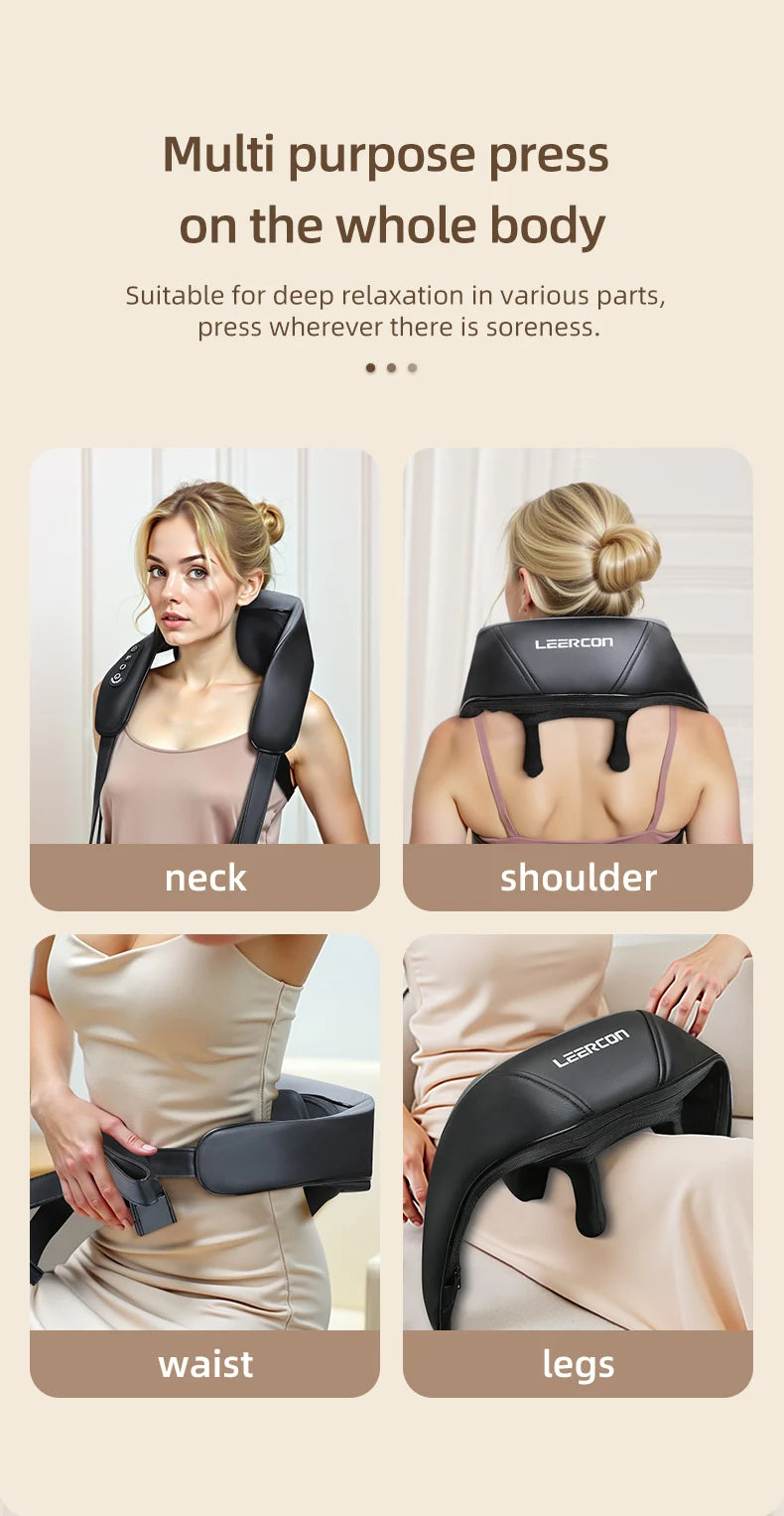 4D Shiatsu Neck and Shoulder Massager With Heat Electric Back Massagers Kneading Massage Pillow Full Body Muscle Dropshipping Home Car Use,Best Gift