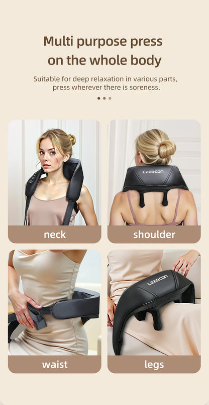 4D Shiatsu Neck and Shoulder Massager With Heat Electric Back Massagers Kneading Massage Pillow Full Body Muscle Dropshipping Home Car Use,Best Gift