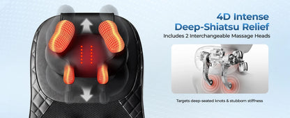 Portable Full Body Massage Chair Pad Shiatsu Kneading Seat with Heat And Compression for Neck Back Shoulder UL Adapter Included Shiatsu Neck Back Massager with Heat, Adjustable Massage Chair Pad Back Support Massage Seat Cush
