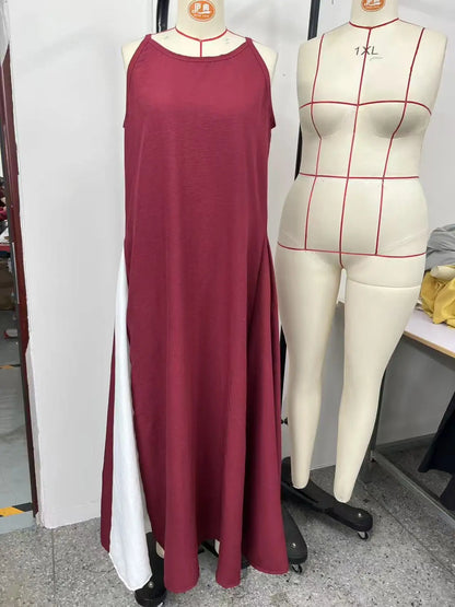 2026 New Women’s Clothing: Sleeveless, Loose-Fitting, Color-Blocked, Casual, Off-The-Shoulder Dress.