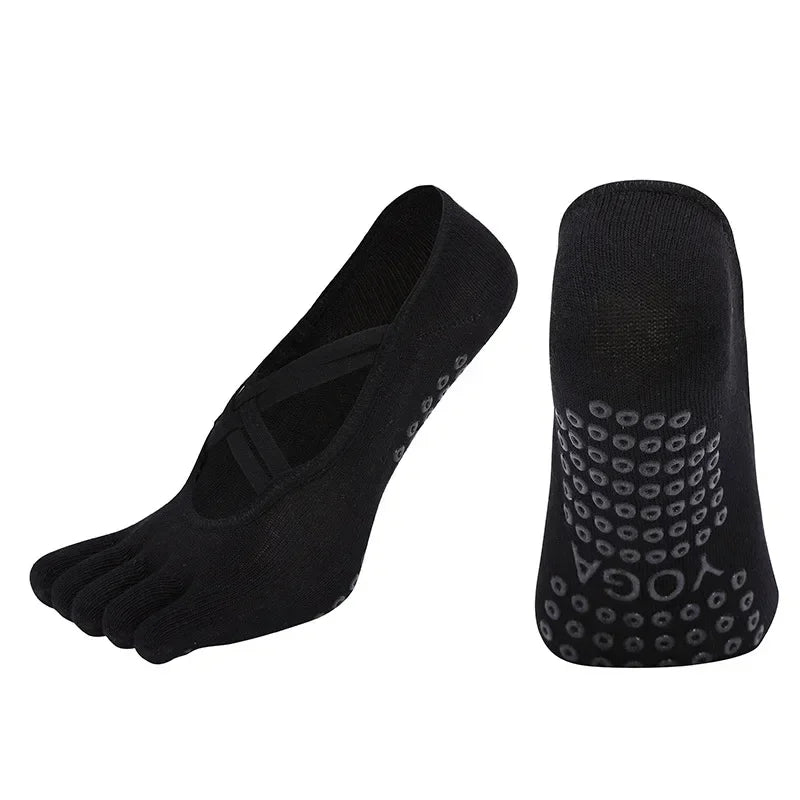 Yoga Socks Backless Breathable Bandage Low Cut Pilates Socks Women Silicone Anti-slip Five-Finger Gym Fitness Dance Sports Socks