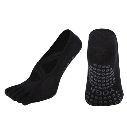 Yoga Socks Backless Breathable Bandage Low Cut Pilates Socks Women Silicone Anti-slip Five-Finger Gym Fitness Dance Sports Socks