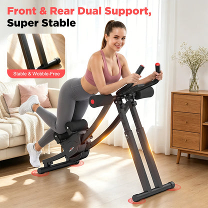 Relife Sports Dual Split‑Track Ab Machine, Foldable Core Trainer for Home Fitness, 5‑Level Adjustable Resistance Workout Equipment, 440 LBS Capacity with LCD Display