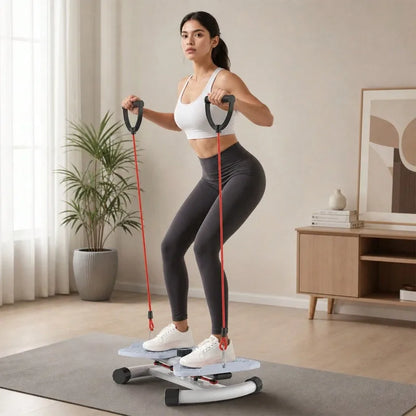 Adjustable‑Resistance Twist Stepper for Home Workout, Mini Stair Step Exercise Machine with Resistance Bands, Quiet Fitness Pedal Trainer for Legs, Hip, Waist & Full‑Body Training