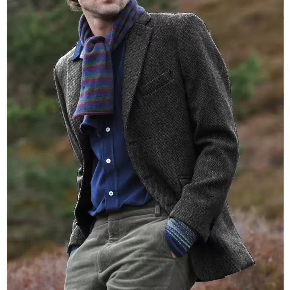 Mens Clothing Men's Coat Herringbone Jacket Slim Design Single Breasted Casual Comfortable Work Wear Men's Autumn Jackets Man