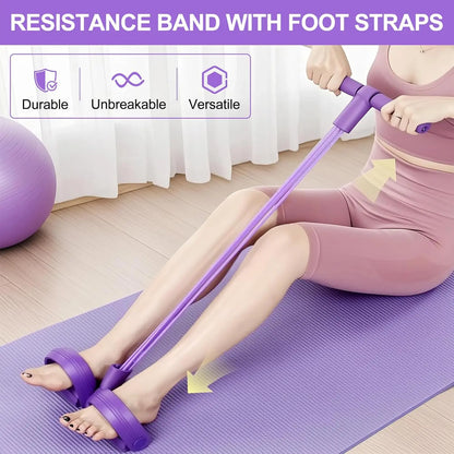 4-Tube Pedal Resistance Band Multifunction Tension Rope Elastic Yoga Puller Home Gym Body Stretching Trainer Workout Equipment