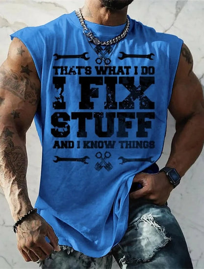 Men's Bottom Shirt Pattern Boat Rudder O Neck 3D Outdoor Street Sleeveless Printed Clothing Athletic Casual Big & Tall Tank Top
