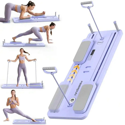 300 LBS Weight Capacity Multifunctional Fitness Board With Automatic Rebound, Core Training Ab Roller, Foldable Workout Machines - Full Body Workout Equipment, Home And Gym Pilates With Resistance Bands.Small Space Storage.