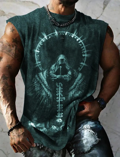 Outdoor Sacred Beast Phoenix Print Sports Quick Dry Sleeveless Breathable Vest Men's Clothing Fashion Four Seasons Y2K Fnaf Gym