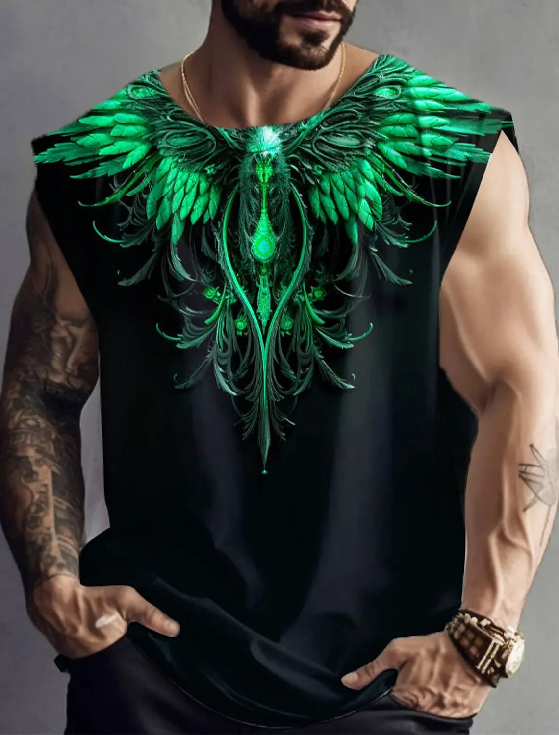 Outdoor Sacred Beast Phoenix Print Sports Quick Dry Sleeveless Breathable Vest Men's Clothing Fashion Four Seasons Y2K Fnaf Gym