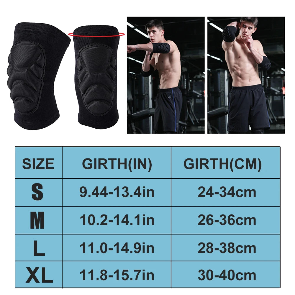 1Pair Premium Knee & Elbow Pads - Thick EVA Foam Protection for Sports & Work - Anti-Slip Design for Basketball/Volleyball/Work