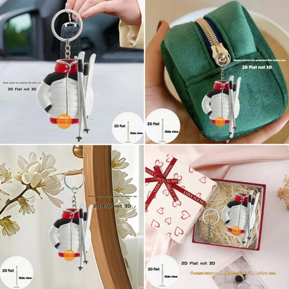 Ski Accessories Pendant Keychain Sports Themed 2D Flat Acrylic Ornament Charms Hanging Decoration for Car Bag Festive Party Gift