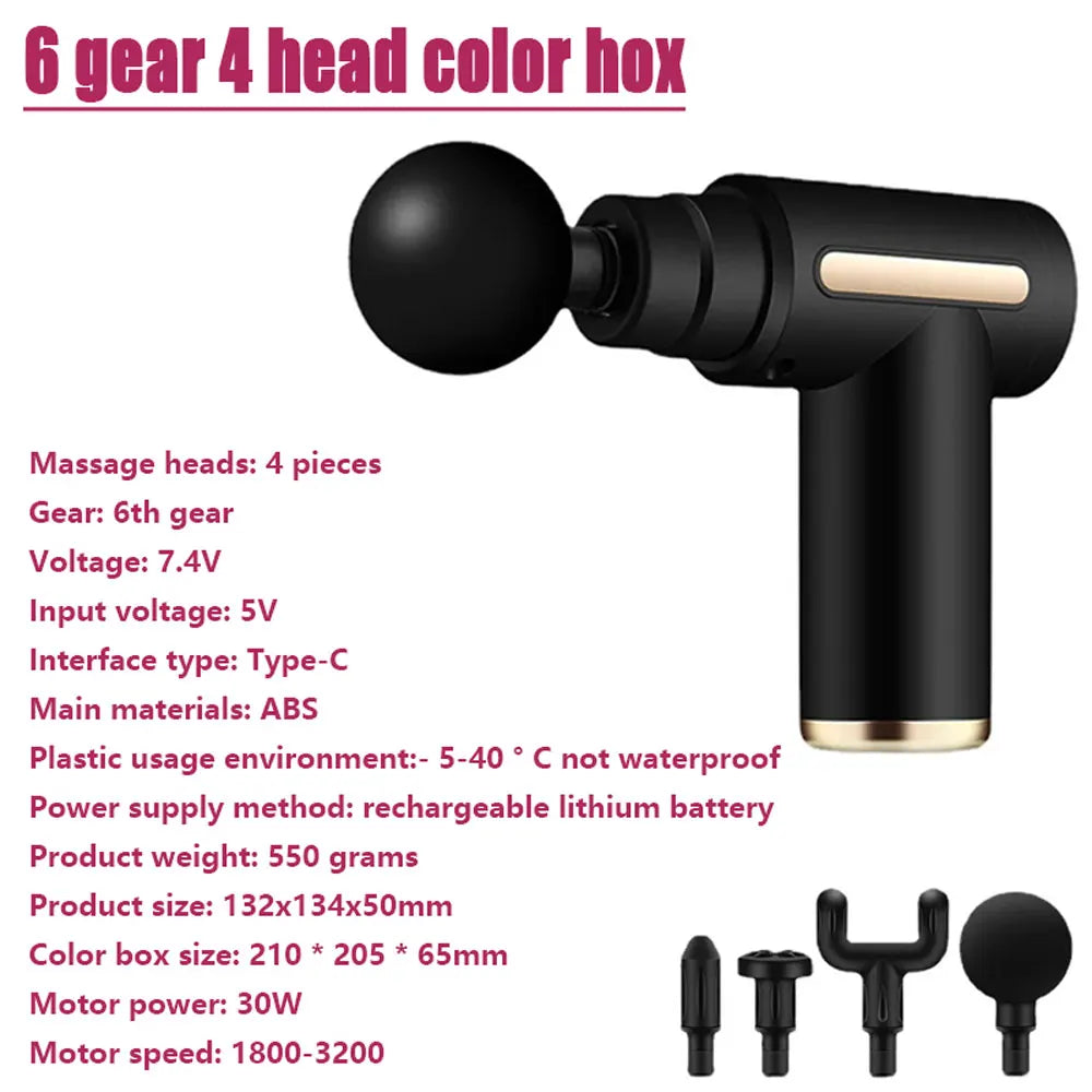 Mini Massage Gun Electric Shock Muscle Relaxation Vibration Fitness Massager For Body Neck Back Ladies Home Travel Fascia Gun