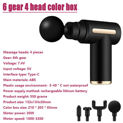 Mini Massage Gun Electric Shock Muscle Relaxation Vibration Fitness Massager For Body Neck Back Ladies Home Travel Fascia Gun