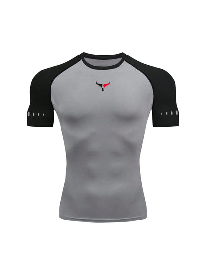 Men's Compression T-Shirt Quick Dry Breathable Elastic Gym Tee Multi Colors Available for All Seasons Running Fit Single Piece