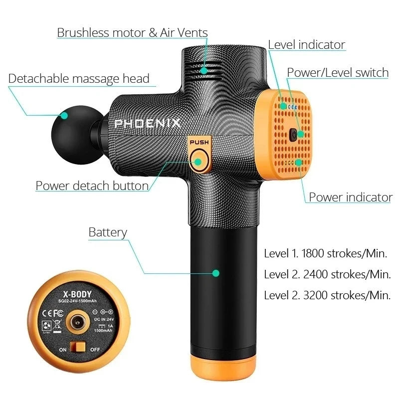 Professional Muscle Massage Gun High frequency deep tissue Neck And Back Massager Motion Fitness Relieve Body Muscle Massagers