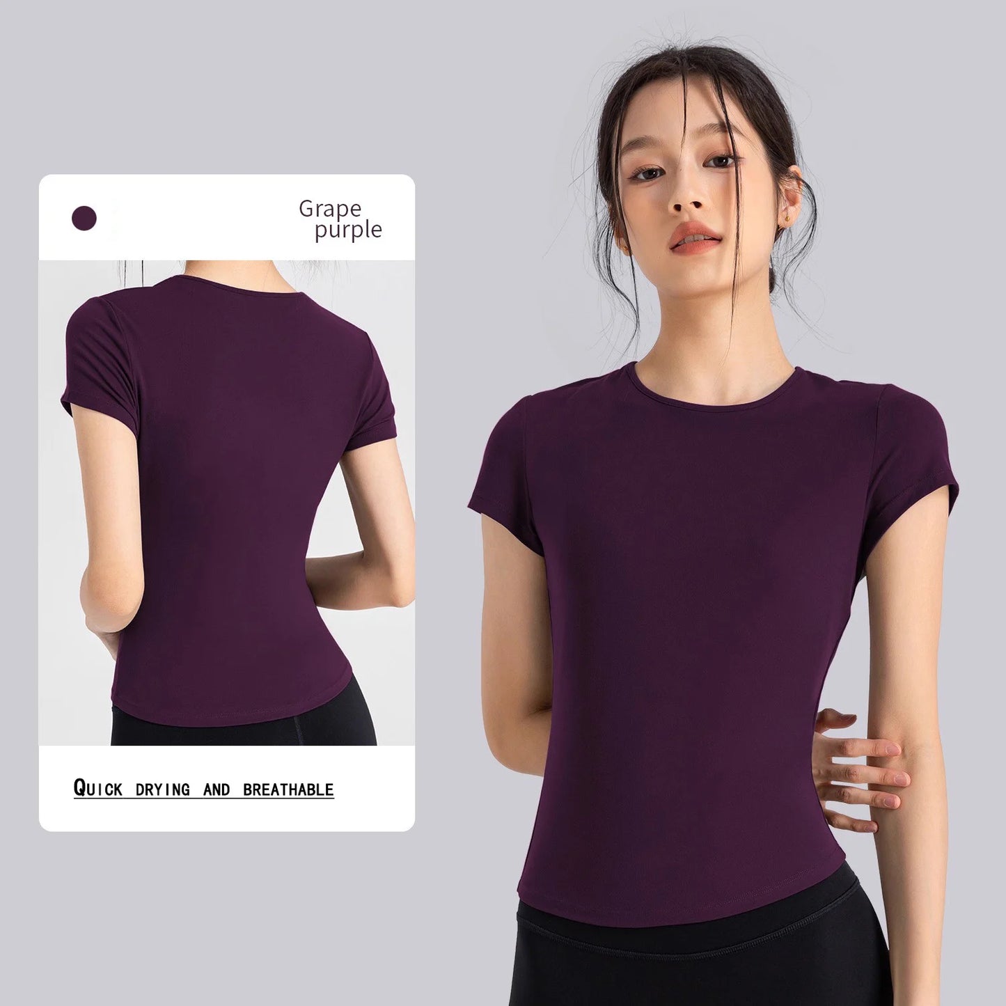Women's Outdoor Sports Shirt Yoga Wear Fitness T-Shirt Quick Dry Running T-Shirt Workout Top Female Sportswear Exercise Clothing
