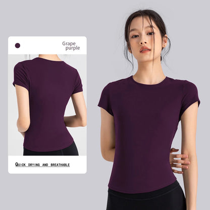 Women's Outdoor Sports Shirt Yoga Wear Fitness T-Shirt Quick Dry Running T-Shirt Workout Top Female Sportswear Exercise Clothing