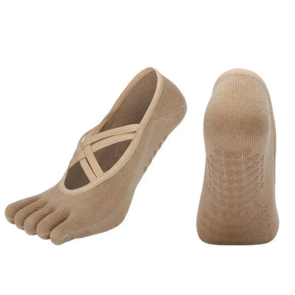 Yoga Socks Backless Breathable Bandage Low Cut Pilates Socks Women Silicone Anti-slip Five-Finger Gym Fitness Dance Sports Socks