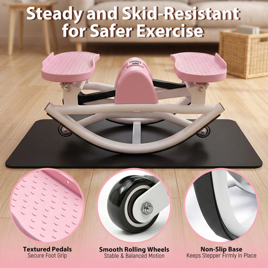 Foldable Swing Stepper Machine, Quiet Home Aerobic Fitness Equipment, Compact Waist & Leg Trainer for Whole Family