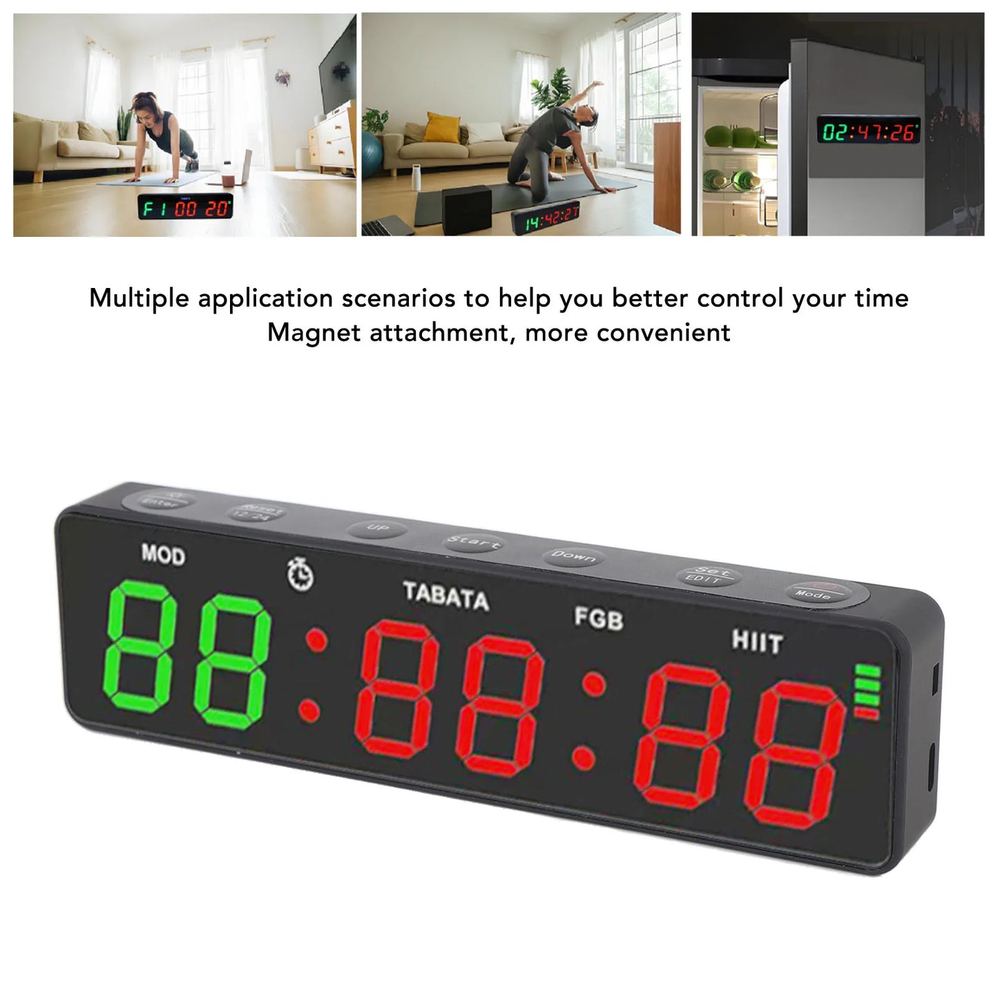 Fitness Digital Timer Gym Timer Clock HIIT Mode Portable Countdown and Count Up Rechargeable Stopwatch Magnetic for Boxing