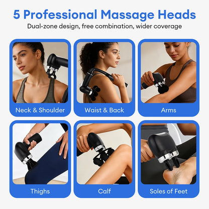 6-Heads Handhel Fascia Gun Electric Deep Tissue High Frequency Vibration Massage for Arms Back Legs Full Body masajeador