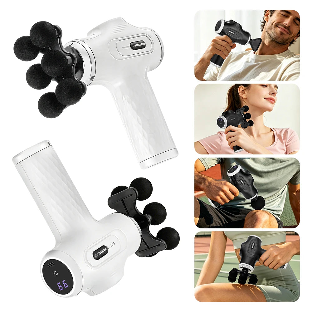 High Power Fascia Massage Gun Replaceable Massage Heads High-Frequency Vibration Body Massage Gun Full Body Muscle Relaxation